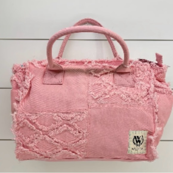 Wildfox Handbags - Wildfox Pink Distressed Patchwork Tote Bag- New with Tags.